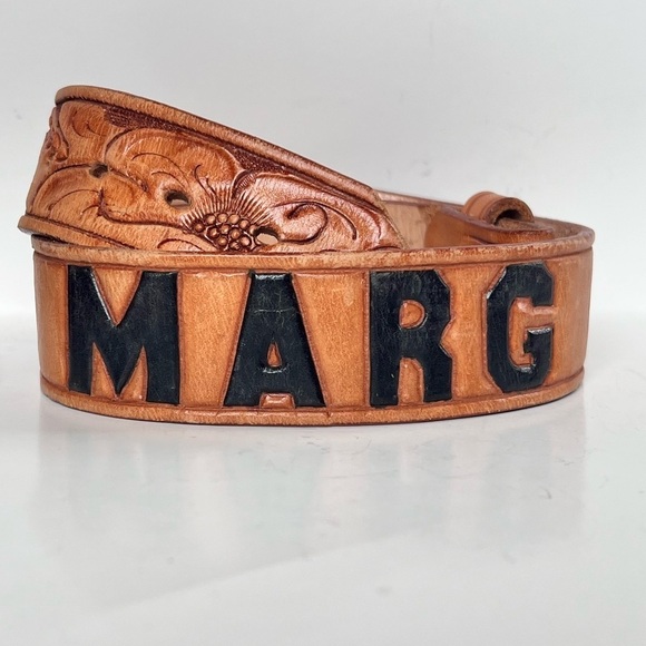 Vintage Leather Tooled Belt “Marg” Western Festival Coastal Cowgirl